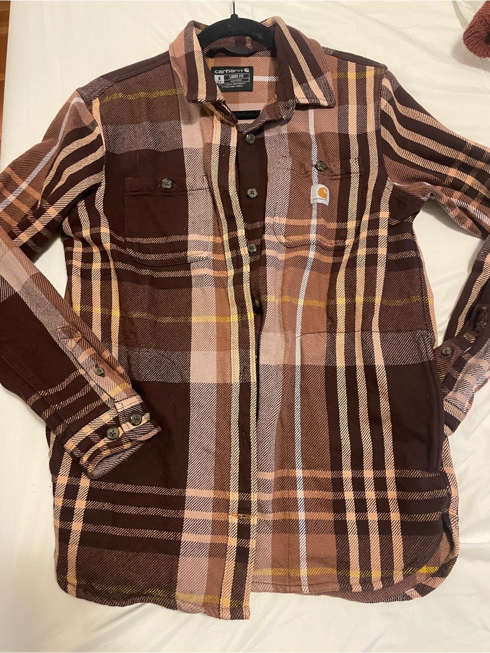 Carhartt Women’s Brown, Mauve Plaid Button Down